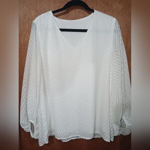 Elegant White V-Neck Women's Top